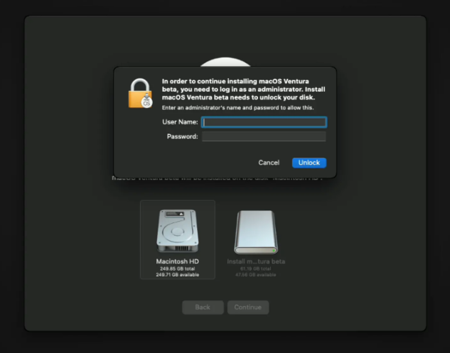 解决安装macOS需要管理员账号和密码